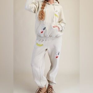 Easel Cream Joggers with Graphic Accents
